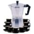 Muvip MV0605 Cafetera de Aluminio - Capacidad 9 Tazas - Mango de Baquelita Termoresistente Ergonomico - Apta para Placas Electricas, Vitroceramicas, Gas e Induccion - Color Aluminio