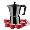 Muvip MV0607 Cafetera de Aluminio - Capacidad 6 Tazas - Mango Ergonomico - Antiadherente - Apta para Placas Electricas, Vitroceramicas y Gas - Color Negro Mate