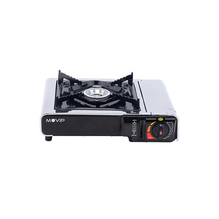 Muvip Cocina de Gas Portatil 1 Fuego - Encendido Automatico - Quemador de Aluminio - Sistema FSD - Proteccion Contra Sobretension - Maleta de Transporte