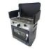 Muvip Cocina de Gas con 2 Fuegos - Tapa Protectora - Horno de 15 Litros - Sistema de Seguridad - Pantalla Paraviento - 49x34x45.5cm - Color Acero