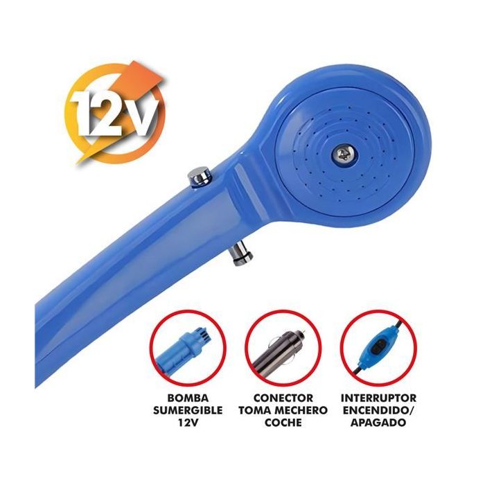 Muvip MV0634 Ducha Portatil 12V - Ultraligera y Compacta - Control de Caudal