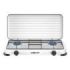 Muvip Vulcano Cocina de Gas con 2 Fuegos - Tapa Protectora - Patas de Goma - Superficie Esmaltada - Quemador Extraible - 57.7x27.8x5.3cm - Color Blanco