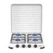 Muvip Vulcano Cocina de Gas con 4 Fuegos - Tapa Protectora - Patas de Goma - Superficie Esmaltada - Quemador Extraible - 47.8x47.8x60cm - Color Blanco