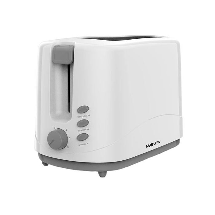 Muvip MV0643 Tostadora de Pan 750W - Capacidad para 2 Rebanadas - 6 Niveles de Tostado - Boton de Cancelacion - Funcion Descongelar y Recalentar - Bandeja Inferior Extraible para Limpieza