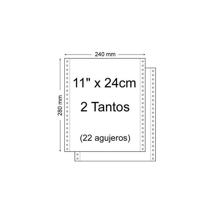 Papel Continuo 11" x 240mm - Juego de 2 Tantos - Envase de 1.500 Unidades - Color Blanco