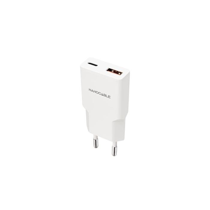 Nanocable Cargador de Pared USB-C/PD + USB-A/QC 30W - Color Blanco