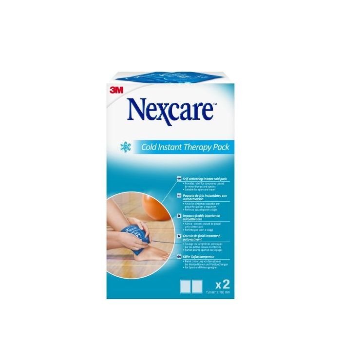 Nexcare Coldhot Therapy Pack de 2 Compresas de Frio Instantaneo - Desechable - No Necesita Refrigeracion Previa - Color Blanco