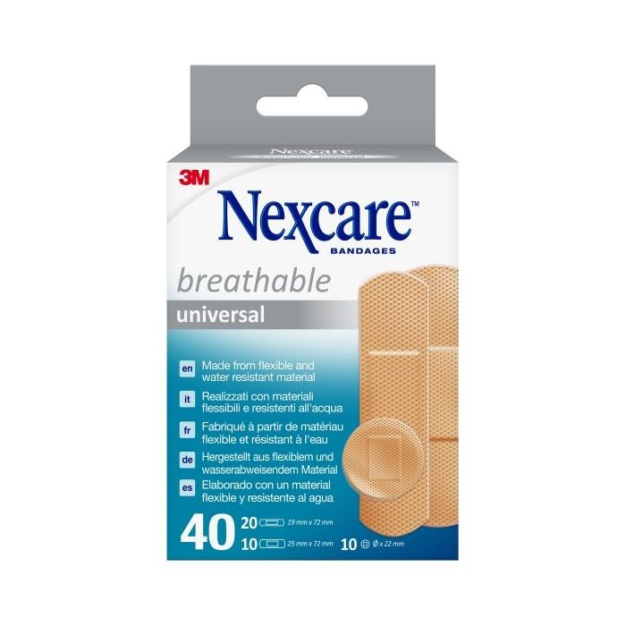 Nexcare Universal Breathable Pack de 40 Apositos Surtidos - Transpirable - Color Piel