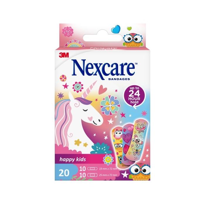 Nexcare Happy Kids Magic Pack de 20 Apositos Surtidos - Transpirables - para Pieles Delicadas - Color Estampado Infantil