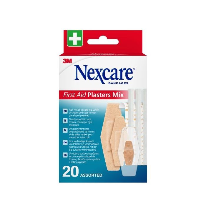 Nexcare Pack de 20 Apositos Surtidos - Transpirable - Colores Surtidos