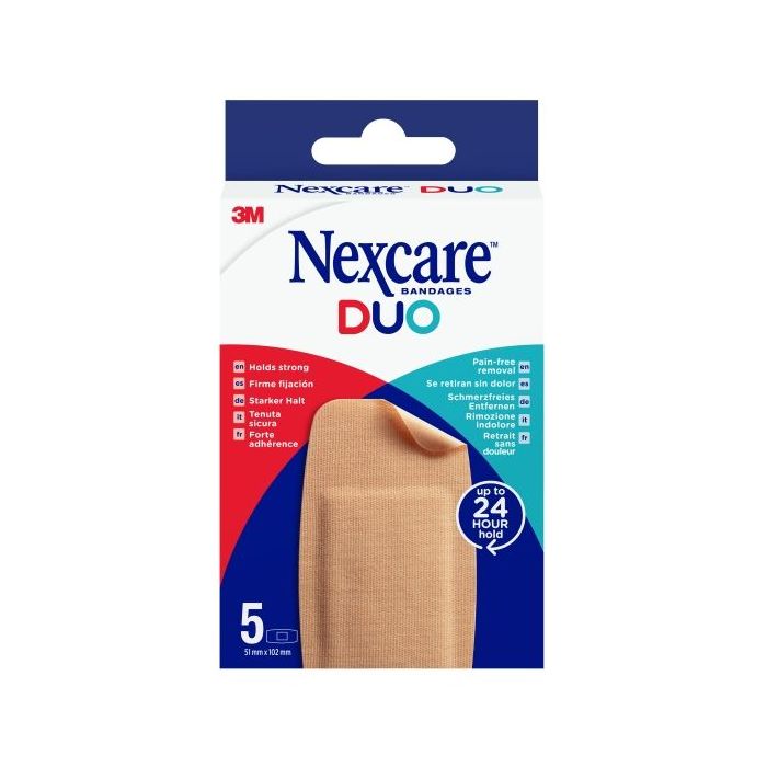 Nexcare Duo Pack de 5 Apositos Surtidos - Transpirables - Resistente al Agua - Retirada Sin Dolor - Color Piel