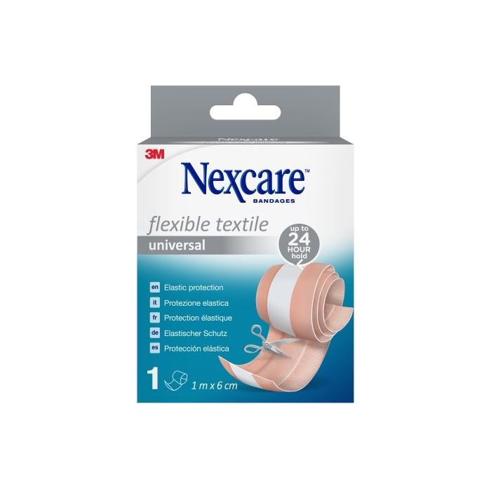 Nexcare Universal Flexible Textile Aposito para Cortar - 1m x 6 cm - Transpirable - Elastico - Color Piel