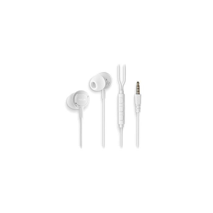 NGS CROSS DRIFT Auriculares Intraurales con Microfono - Jack 3.5mm - Boton Multifuncion - Color Blanco