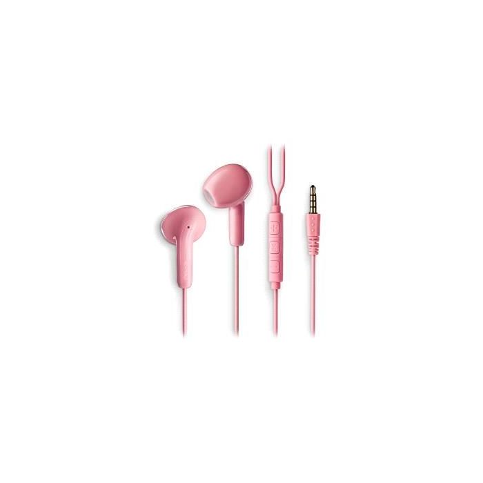 NGS CROSS FLIP Auriculares Intraurales con Microfono - Jack 3,5mm - Boton Multifuncion - Color Rosa