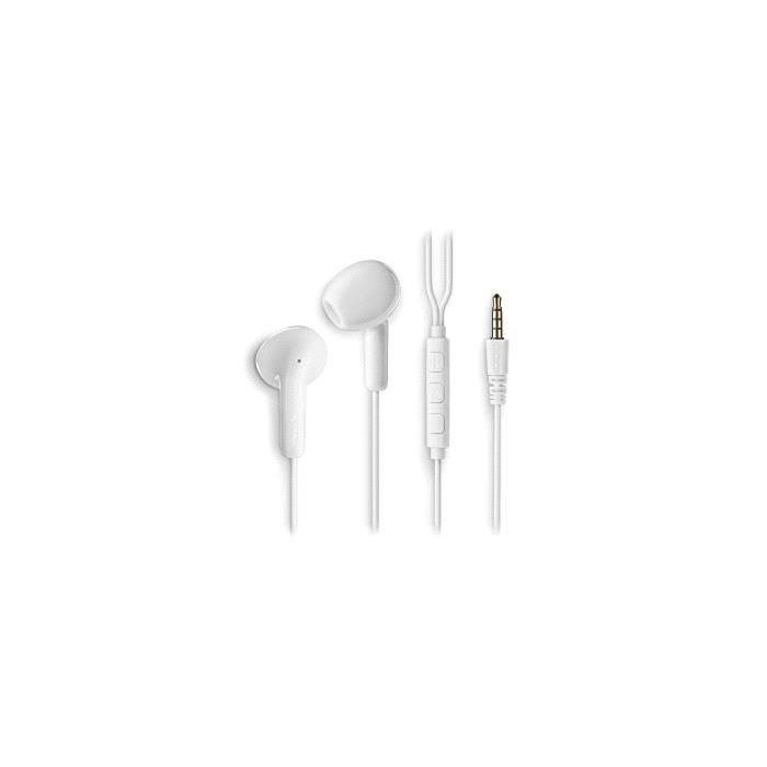 NGS CROSS FLIP Auriculares Intraurales con Microfono - Jack 3,5mm - Boton Multifuncion - Color Blanco