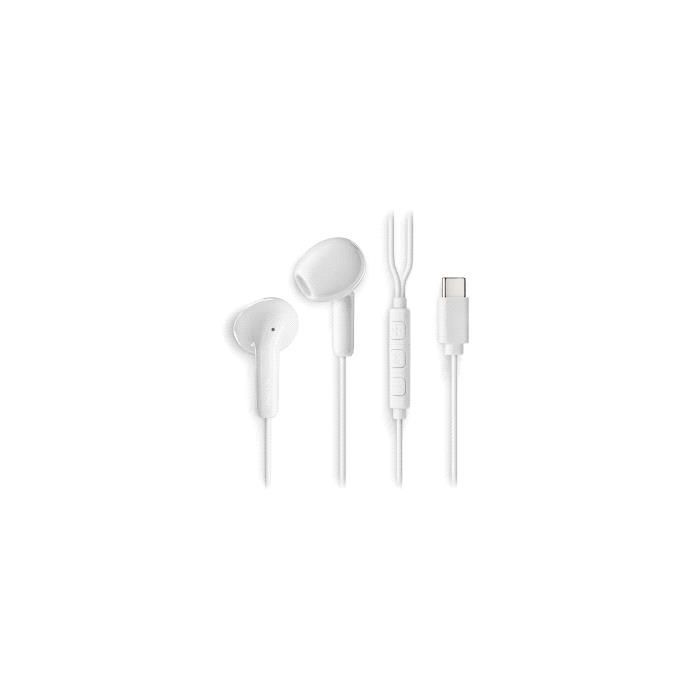NGS CROSS GLIDE Auriculares Intraurales con Microfono - USB-C - Boton Multifuncion - Color Blanco
