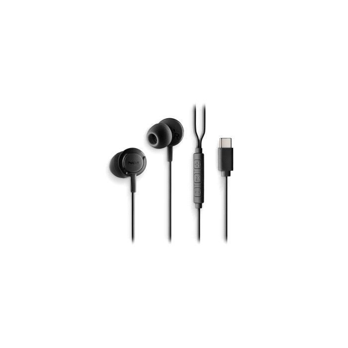 NGS CROSS STEP Auriculares Intraurales con Microfono - USB-C - Boton Multifuncion - Color Negro