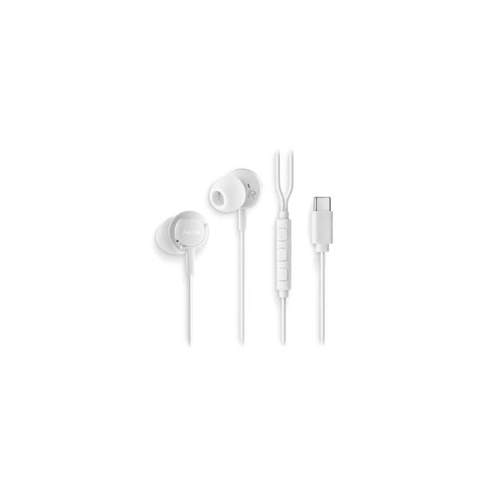NGS CROSS STEP Auriculares Intraurales con Microfono - USB-C - Boton Multifuncion - Color Blanco