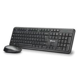 NGS Kit Teclado Inalambrico y Raton Inalambrico 1200dpi - 12 Teclas Multimedia - Indicadores LED -  Color Negro