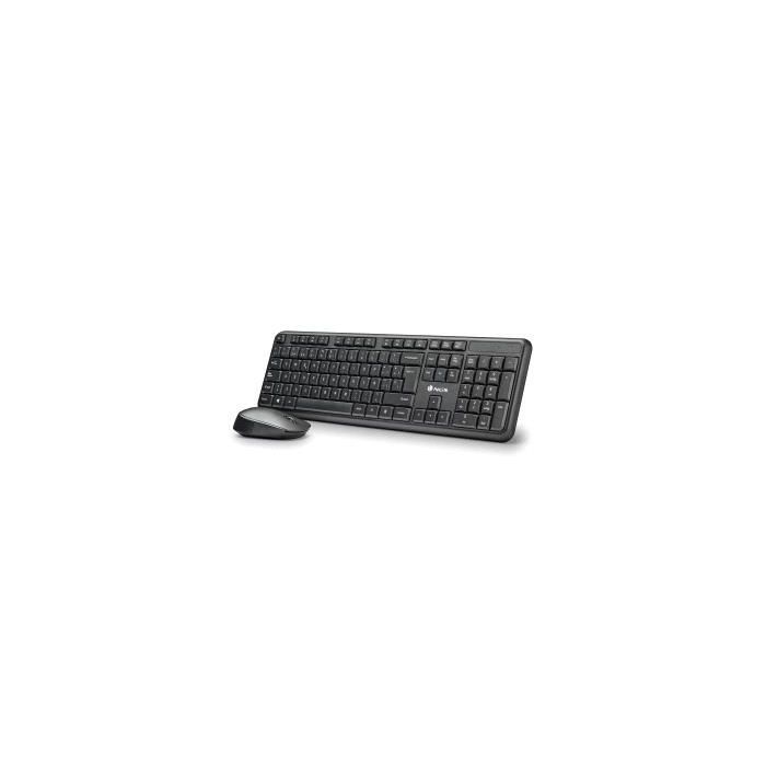 NGS Kit Teclado Inalambrico y Raton Inalambrico 1200dpi - Italiano - 12 Teclas Multimedia - Indicadores LED - Color Negro