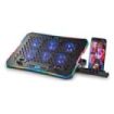 NGS HeroStand Base de Refrigeracion para Portatil Hasta 15.6" - 6 Ventiladores con LED Azul - Pantalla LCD con Botones de Control - Bordes RGB - Soporte para Smarphone - Altura Regulable - Dos Puertos USB - Color Negro