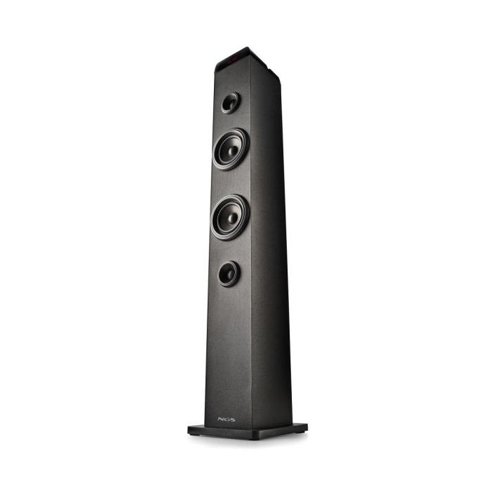 NGS Sky Charm Pro Torre de Sonido Bluetooth 80W - USB, Radio FM, Aux In y Entrada Optica - Funcion Broadcasting - Madera de Alta Calidad - Color Negro