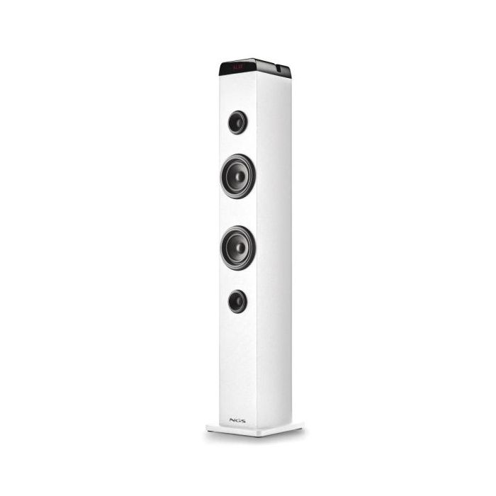 NGS Sky Charm Pro Torre de Sonido Bluetooth 80W - USB, Radio FM, Aux In y Entrada Optica - Funcion Broadcasting - Madera de Alta Calidad - Color Negro