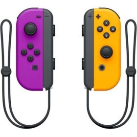 Nintendo Set de 2 Mandos Joy-Con Izquierdo/Derecho para Nintendo Switch - Autonomia hasta 20h - Vibracion HD - Sensor de Movimiento y Acelerometro - Boton de Captura - Sensor NFC para Amiibo - Camara Infrarroja - Color Morado y Naranja Neon