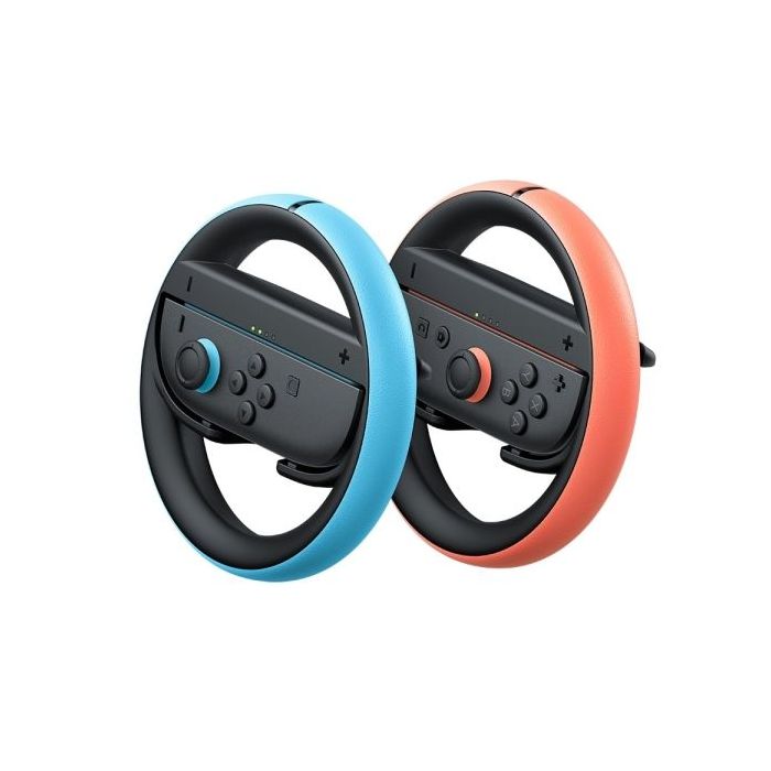 Nintendo Pack de 2 Volantes para Joy-Con 2 - Conexion Magnetica Segura - Mejor Agarre - Inmersion en Juegos de Carreras - No Incluye Mandos - Color Negro con Rojo y Azul
