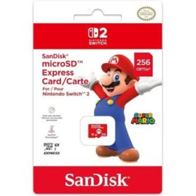 Nintendo Tarjeta Micro SD Sandisk para Consola Nintendo Switch 2 - Capacidad 256Gb - Logotipo de Mario Bros - Velocidades Rapidas y Estables - Rendimiento Optimizado - Color Rojo