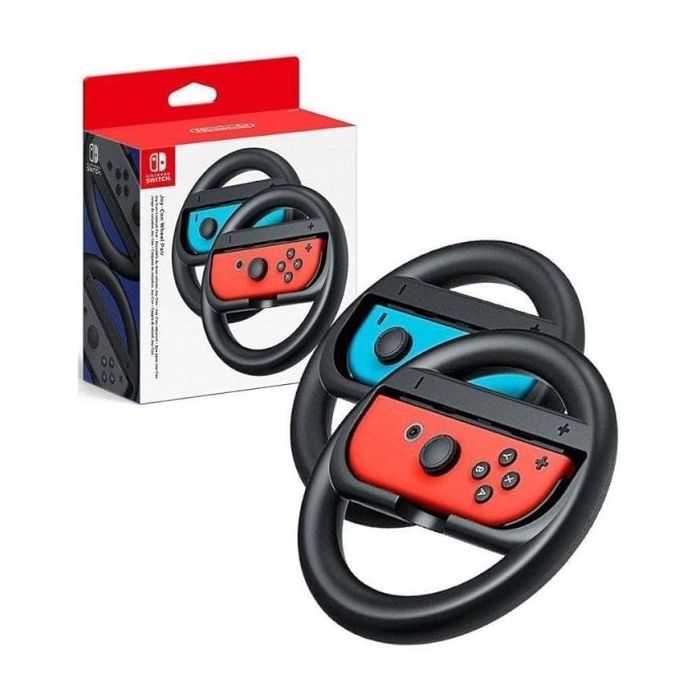 Nintendo Pack de 2 Volantes para Joy-Con - Mejor Agarre - Inmersion en Juegos de Carreras - No Incluye Mandos - Color Rojo y Azul