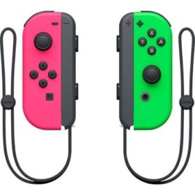 Nintendo Set de 2 Mandos Joy-Con Izquierdo/Derecho para Nintendo Switch - Autonomia hasta 20h - Vibracion HD - Sensor de Movimiento y Acelerometro - Boton de Captura - Sensor NFC para Amiibo - Camara Infrarroja - Color Rosa y Verde Neon