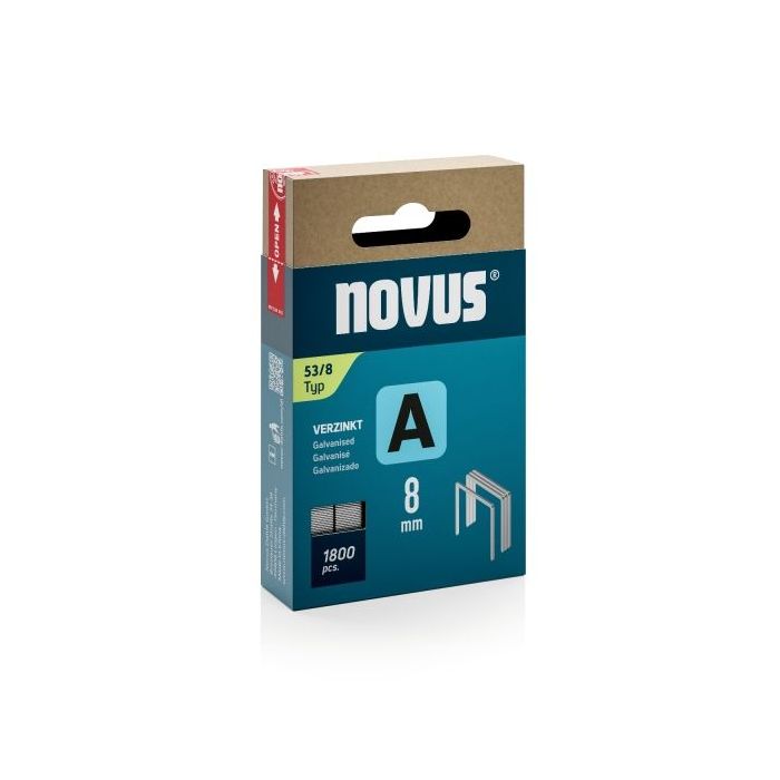 Novus A Tipo 53 Caja de 1800 Grapas 53/8 Galvanizadas - Patilla de 8mm