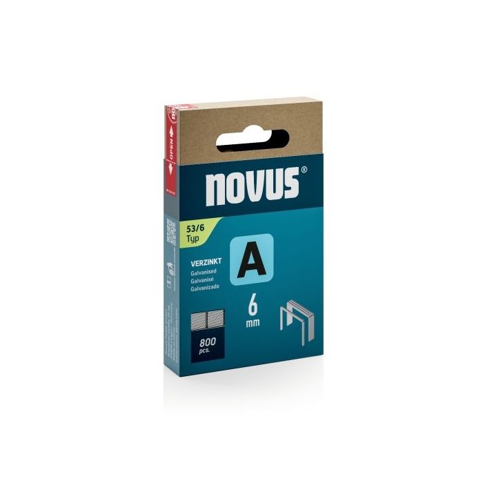 Novus A Tipo 53 Caja de 800 Grapas 53/6 Galvanizadas - Patilla de 6mm