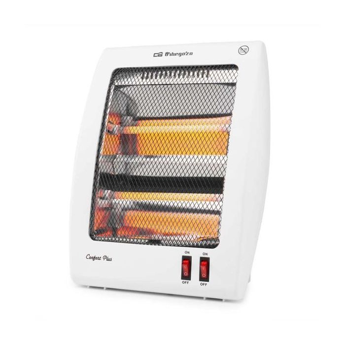 Orbegozo BP 5010 Estufa de Cuarzo - Potencia 800W - Seguridad Antivuelco - 2 Niveles de Calor - Reflector Protegido - Recogecables - 25.5x9x36.5cm - Color Blanco