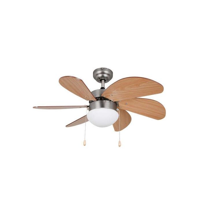 Orbegozo CP 15075 N Ventilador de Techo - con Plafon Incorporado - Diseño en Niquel y Madera - 3 Velocidades Reversibles - Sistema de Ventilacion Reversible - Aire Fresco y Luz en Un Solo Producto