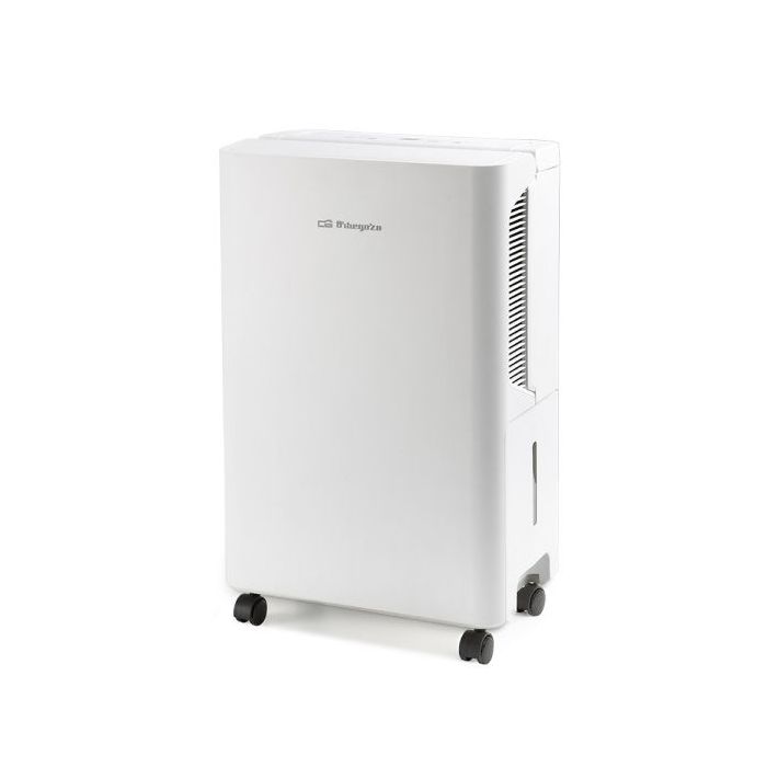 Orbegozo DH 1245 Deshumidificador - Potencia 235W - Absorbe 12 L/Dia - Deposito de 2.5L - Respetuoso con el Medio Ambiente - Temporizador - Ruedas y Asa de Transporte - 30.1x48.5x19.3cm - Color blanco