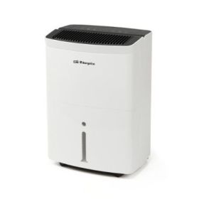 Orbegozo DH 2075 Deshumidificador - Potencia 420W - Absorbe 20 L/Dia - Deposito de 5.5L - Respetuoso con el Medio Ambiente - Temporizador - Ruedas y Asa de Transporte - 34.5x50.4x24.3cm - Color blanco
