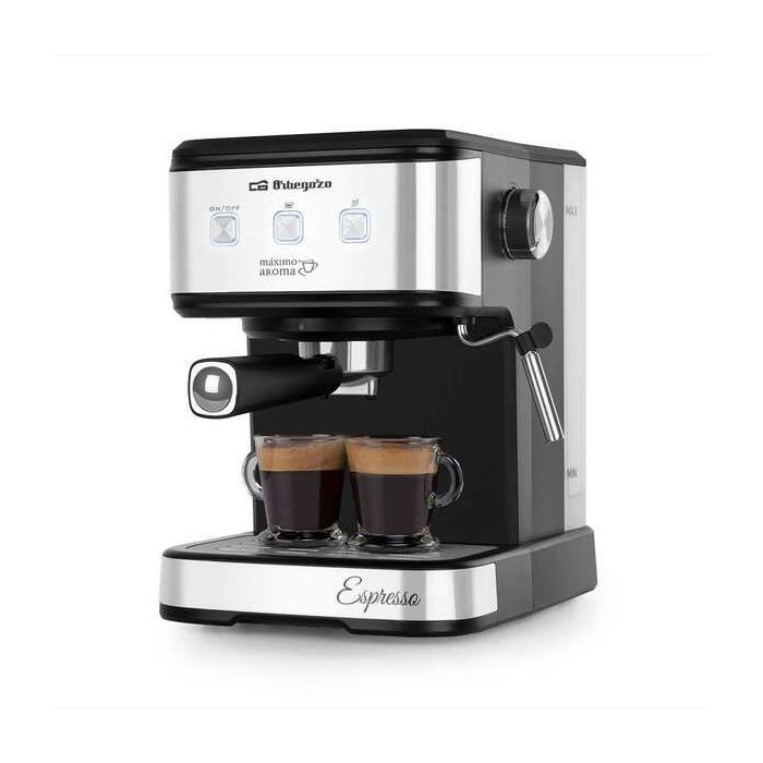 Orbegozo EX 5210 Cafetera Espresso Intenso - Presion 20 Bar - Potencia 1100 W - Panel Tactil - Deposito 1.5L - Valvula de Seguridad - Vaporizador Acero Inoxidable - Accesorios Incluidos