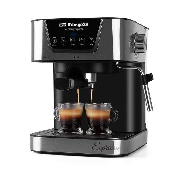 Orbegozo Cafetera Espresso EX 5200 - Orbegozo Presion de 20 Bar y 850W de Potencia - Panel de Control Tactil - Deposito de Agua de 1.5L Extraible - Valvula de Seguridad