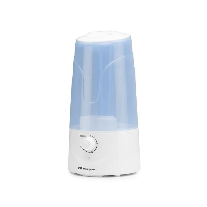 Orbegozo HU 2032 Humidificador Ultrasonico de 300mL/h - Potencia 25W - Deposito de 3L - Purifica y Neutraliza Malos Olores - Caudal Regulable - Bandeja para Aceites Aromaticos - Doble Salida de Vapor - Apagado Automatico - Indicador LED - Color blanco y