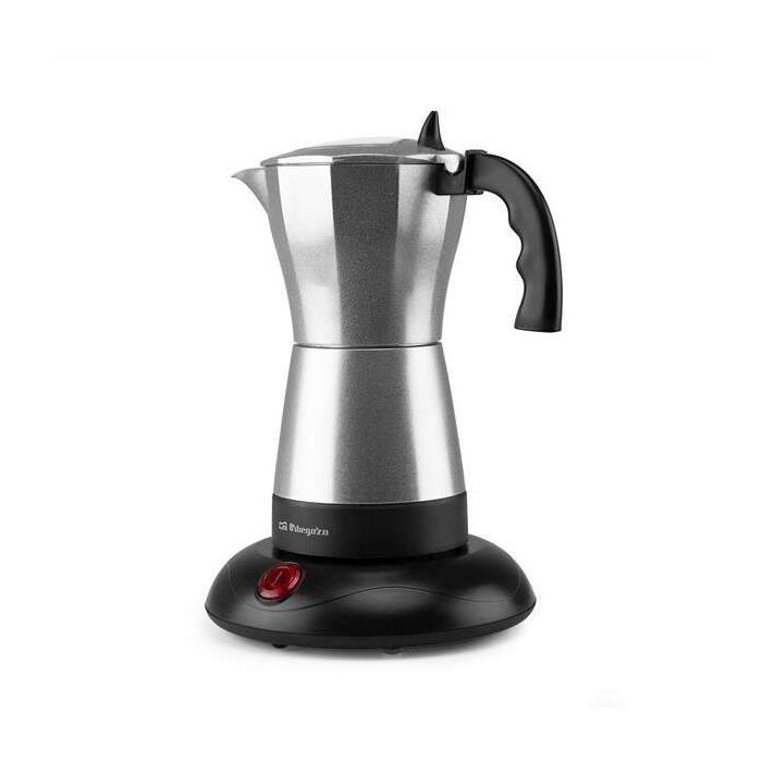 Orbegozo KFE 660 Cafetera Italiana Electrica Comparte Diversion con 6 Tazas de Cafe Caliente en Minutos Potencia 480W - Apagado Automatico - Tapadera con Ventana - Base de Toque Frio y Rotacion 360º