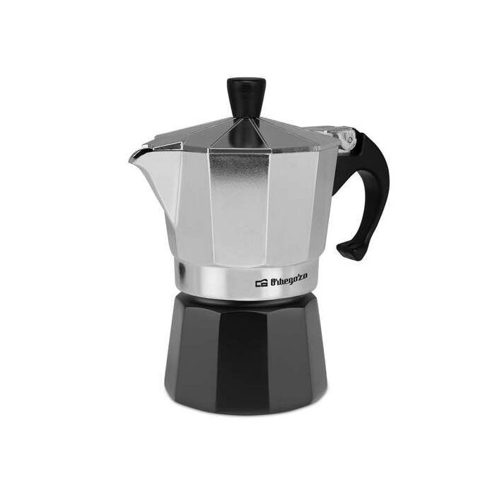 Orbegozo KFM 330 Cafetera de Aluminio para Tres Tazas - Mango Ergonomico - Valvula de Seguridad - Compatible con Cocinas a Gas - Electricas o Vitroceramica - Facil Limpieza