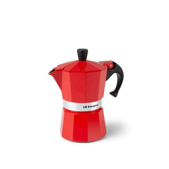 Orbegozo KFR 340 Cafetera de Aluminio - Prepara 3 Tazas de Cafe en Minutos - Compatible con Todo Tipo de Cocinas - Mango Ergonomico y Valvula de Seguridad - Facil de Limpiar y Mantener