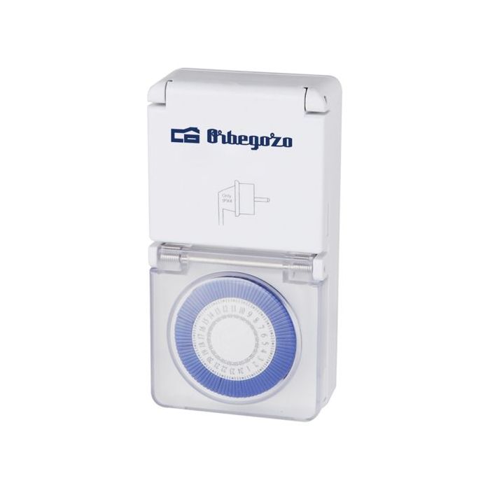 Orbegozo PG 10 Programador 24 Horas - Potencia hasta 3680W - Proteccion IP44 para Uso en Exterior - Intervalos de 15 Minutos - Uso Facil e Intuitivo - Color Blanco