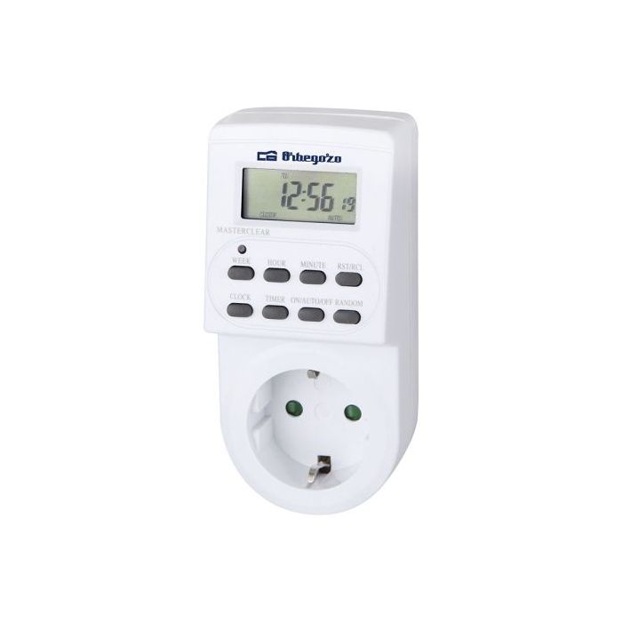 Orbegozo PG 20 Programador Digital Semanal - Potencia hasta 3600W - Funcion Aleatoria - Uso Facil e Intuitivo - Intervalo Minimo de 1 Minuto - Color Blanco