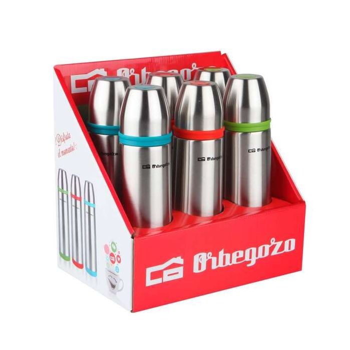 Orbegozo Set Termos Identificador de Bebidas - Acero Inoxidable Resistente - Bandas de Colores - Sistema Antiderrame - Conserva Temperatura por Horas - Capacidad 500ml
