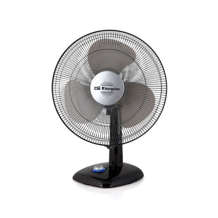 Orbegozo TF 0144 Ventilador de Sobremesa - Moderno Diseño - 3 Velocidades de Ventilacion - Funcion Oscilacion e Inclinacion - Silencioso - Control de Velocidad LED