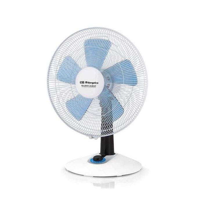 Orbegozo TF 0148 Ventilador de Sobremesa con 4 Velocidades - Modo Silent y Turbo - Diseño Compacto y Mando Luminoso LED - Ideal para Dormitorio o Salon