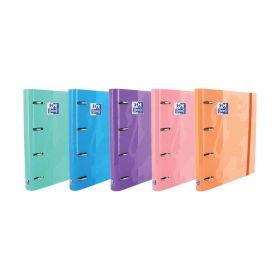 Oxford Europeanbinder Classic Carpeta de 4 Anillas Formato A4+ con Recambio Cuadriculado 5x5mm y 4 Taladros - Cierre con Goma Elastica - Colores Surtidos Tendencia
